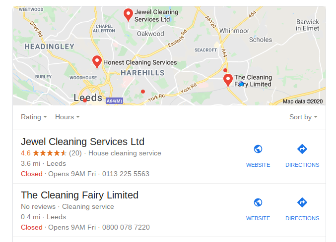 google my business method for getting cleaning business clients