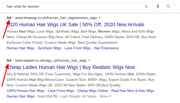 google ads for keywords searched by clients for hair stylists