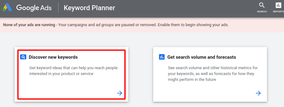 google keyword planner tool discover new keywords