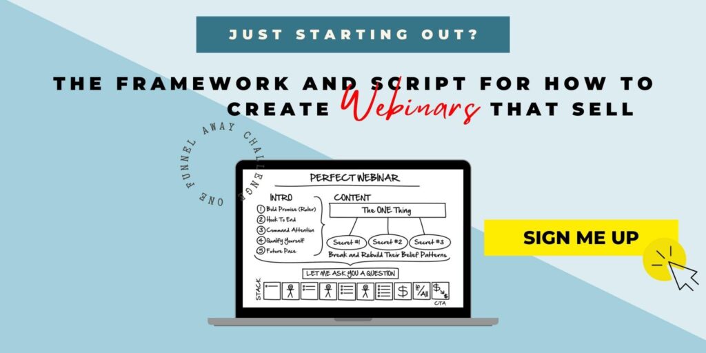 Banner that when clicked directs to The Framework And Script For How To Create Webinars That Sell
